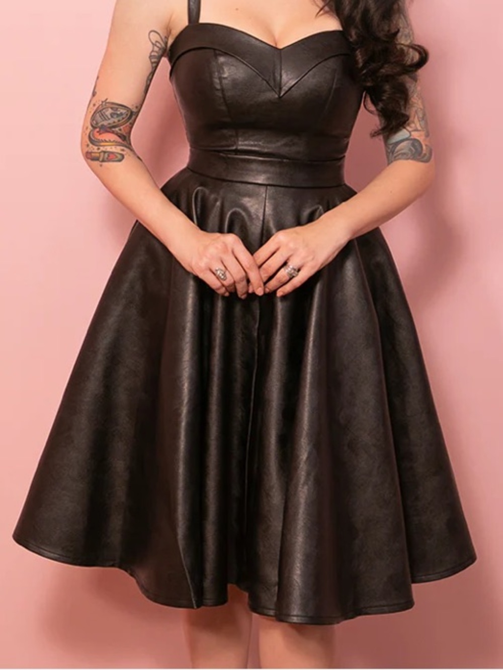 Vixen by Micheline Pitt Bad Girl Circle Skirt in Vegan Leather